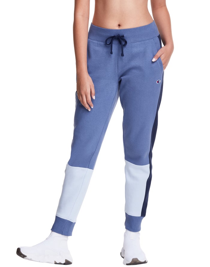 Champion Joggingbroek Dames - Blauw - Colorblock Stripe Fleece ( 625074-GZC )